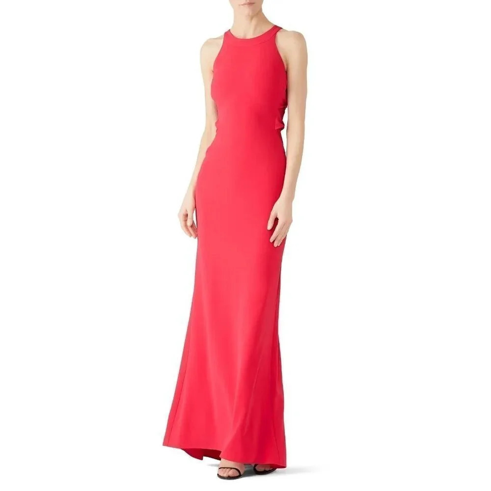 Halston Twist Mesh Insert Gown in Fuchsia 4 Women… - image 1